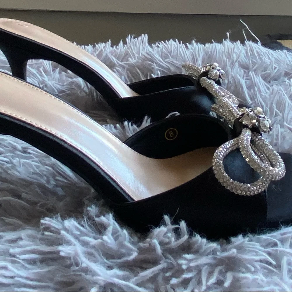 NWOT Black Rhinestone Heels - Picture 6 of 9